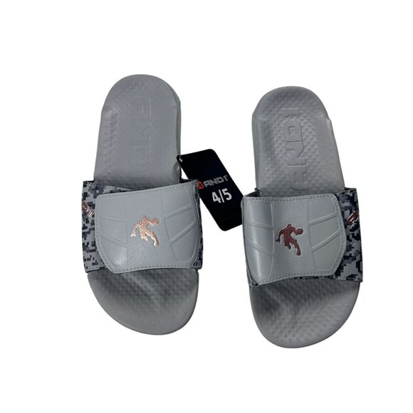 AND1 Slides Men‎ Size 4/5 Grey Sandals Camo Lightweight Adjustable Strap - Picture 1 of 6